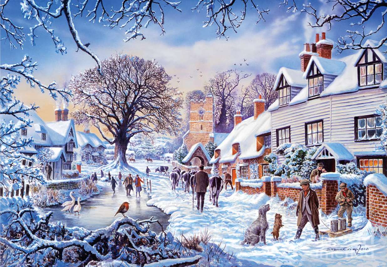 Un village en hiver puzzle en ligne