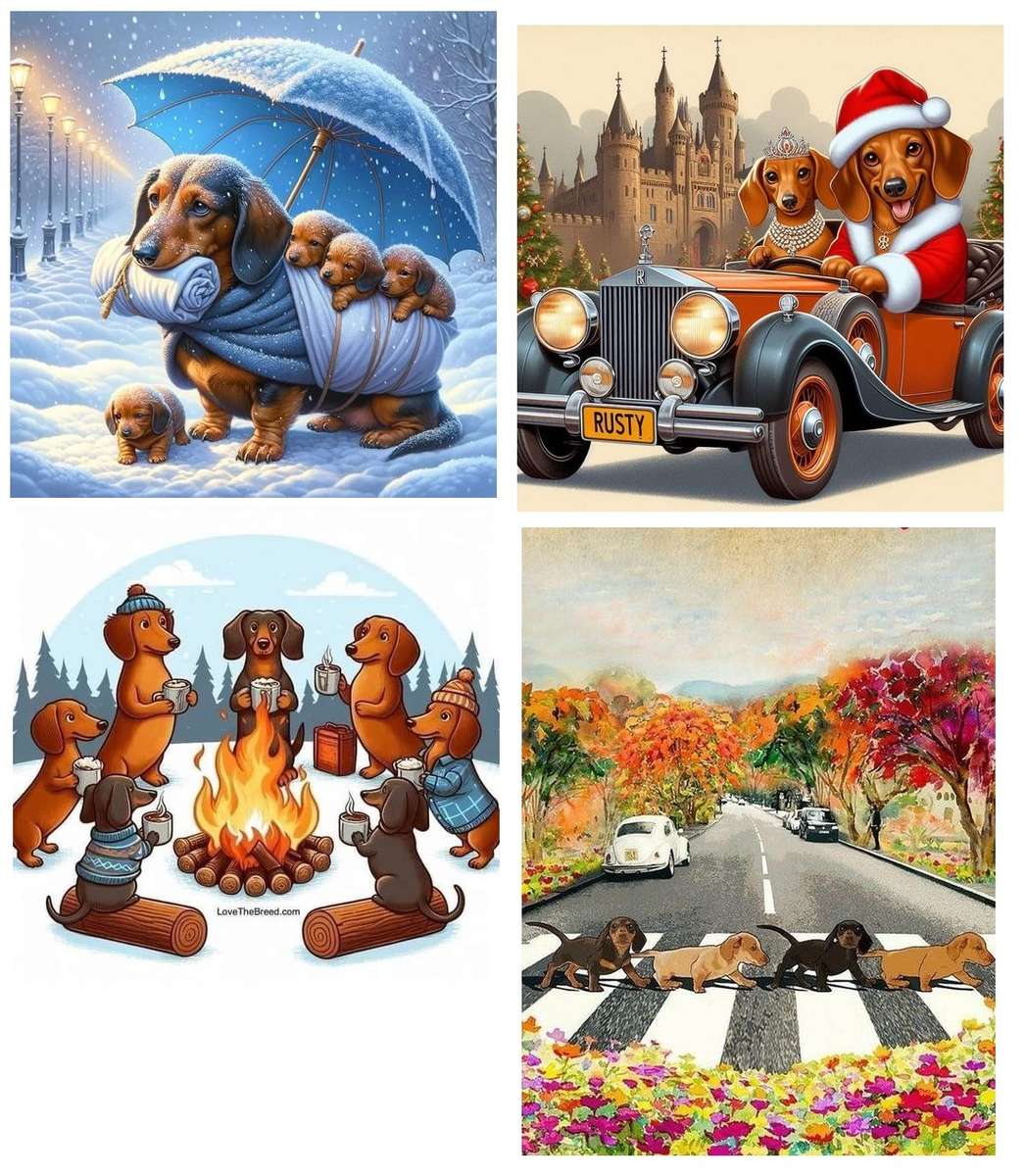 4 images of dachshunds jigsaw puzzle online