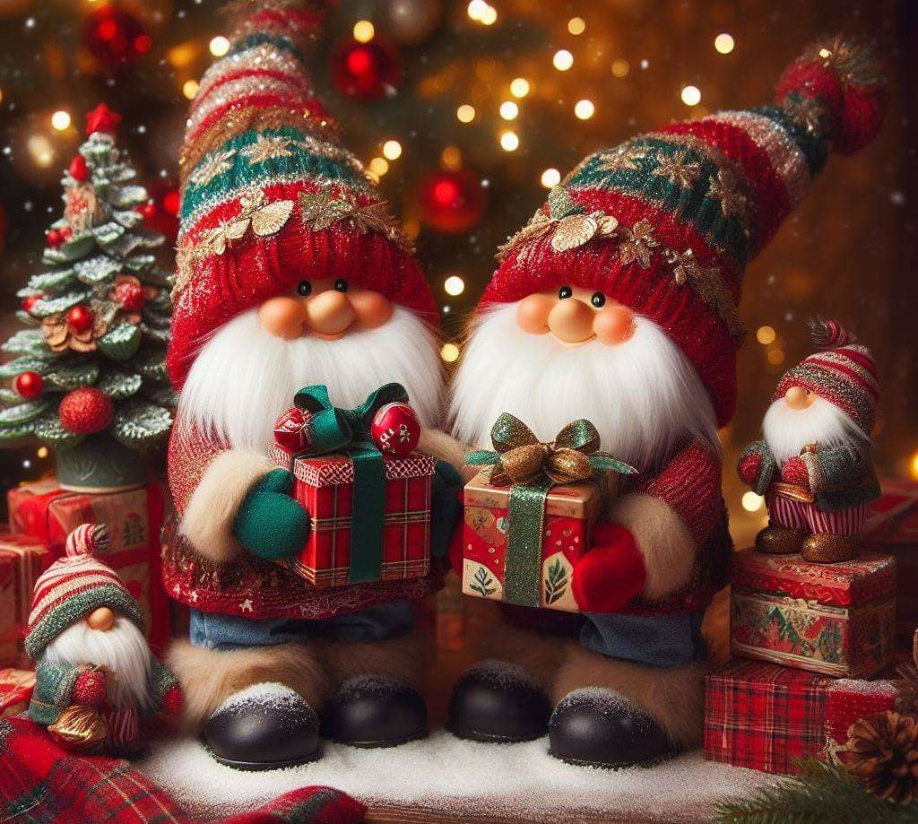 Gnomos navideños de peluche rompecabezas en línea
