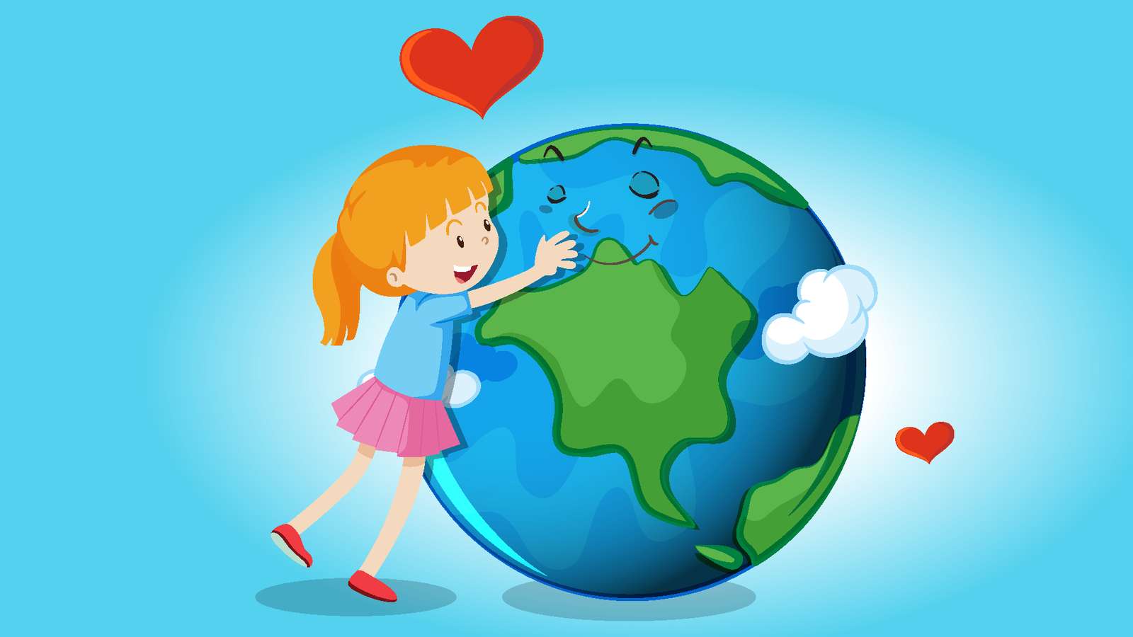 地球を抱きしめる女の子 オンラインパズル