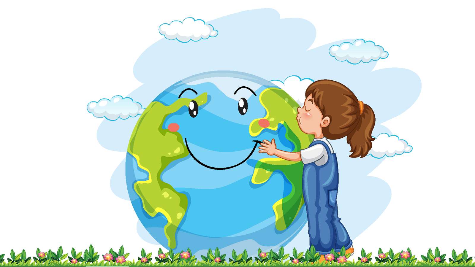 Hugging the cute earth jigsaw puzzle online