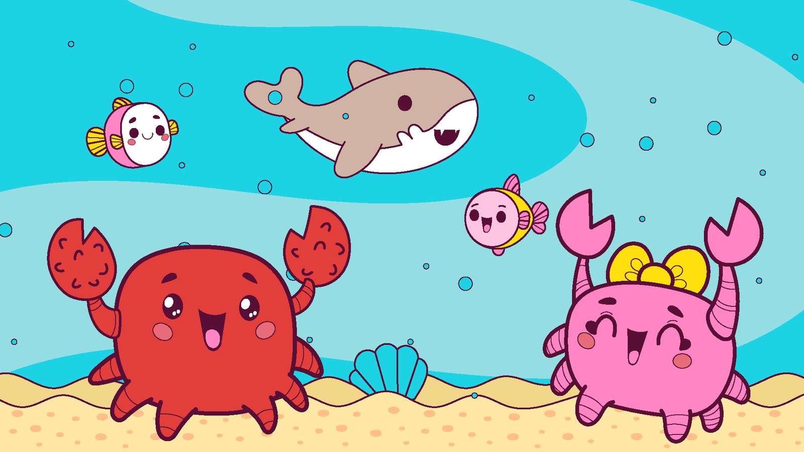 Ocean animals kawaii style puzzle online