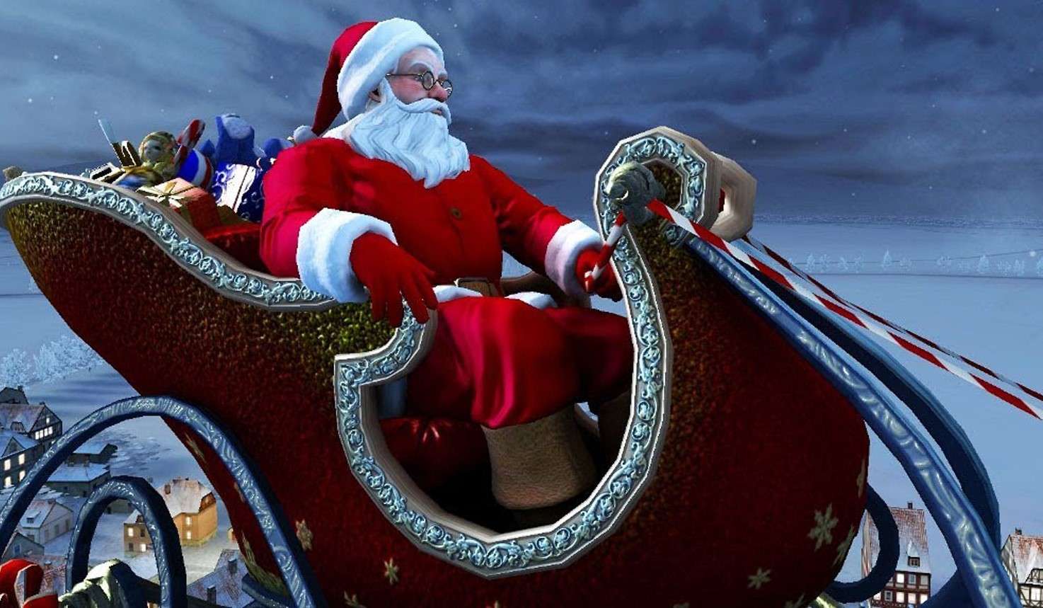 Santa Claus má sáně s dárky skládačky online