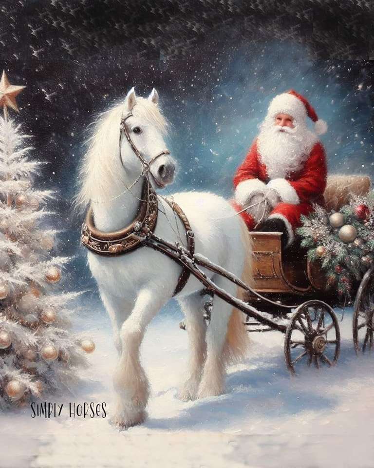 Санта белая лошадь онлайн-пазл