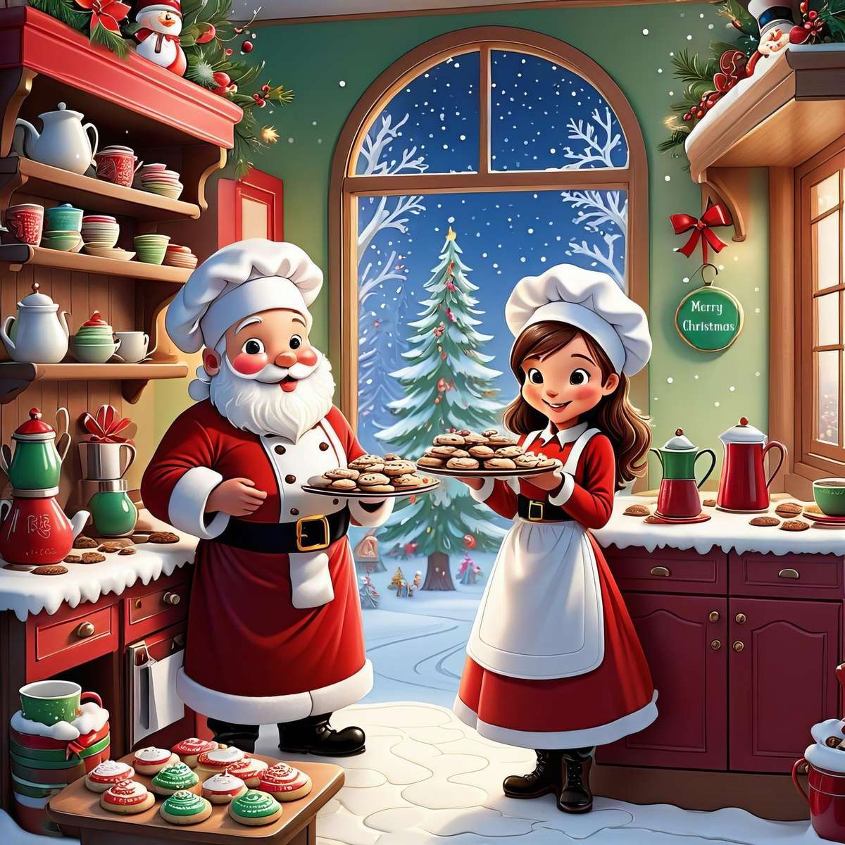Préparons des bonbons avec le Père Noël puzzle en ligne