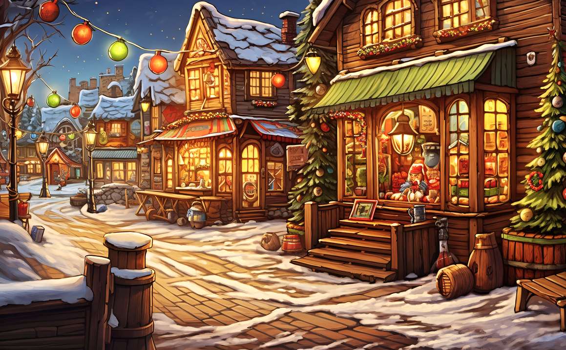 Orașul este pregătit de Crăciun puzzle online