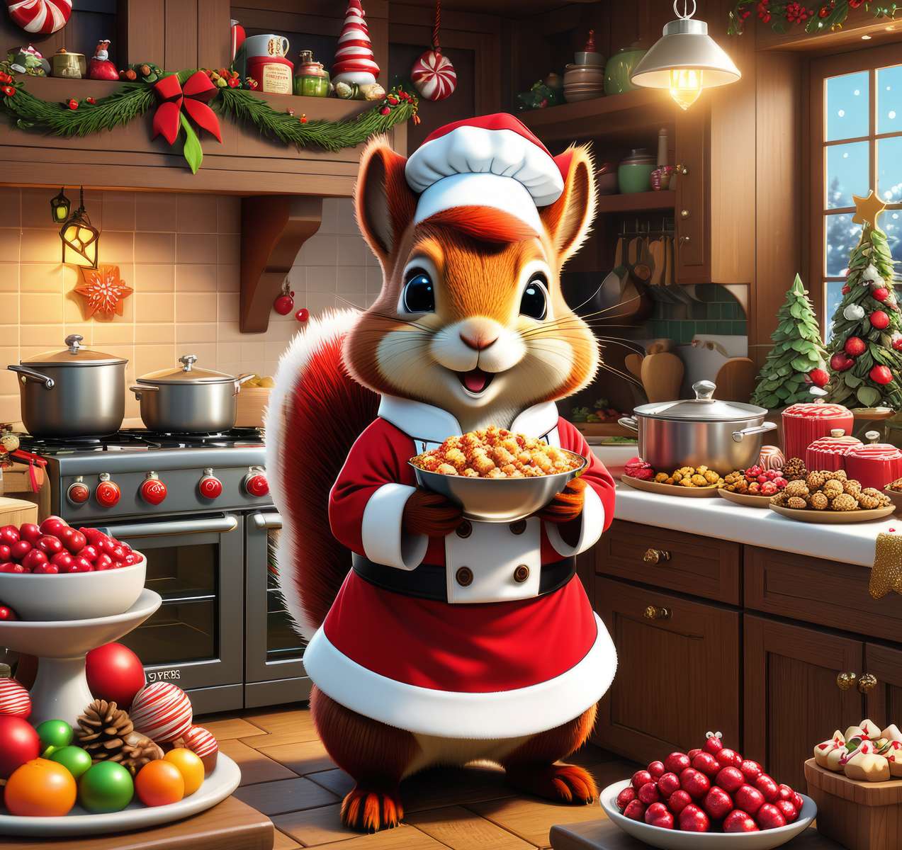 Weihnachts-Eichhörnchen-Chef Online-Puzzle
