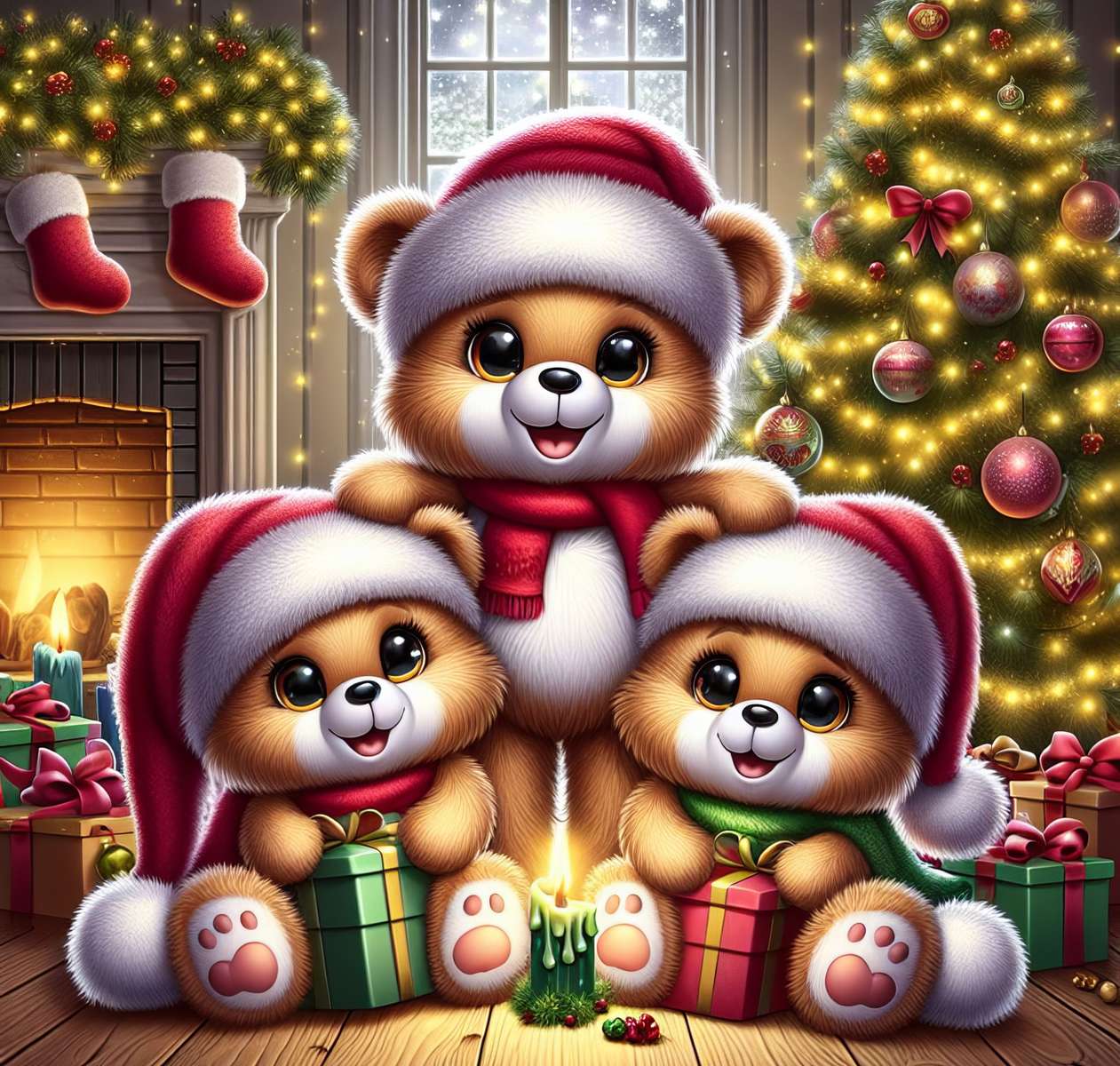 Teddy-kerstberen online puzzel