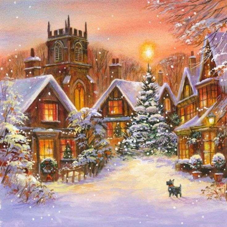 Inverno nevado no dia de Natal puzzle online