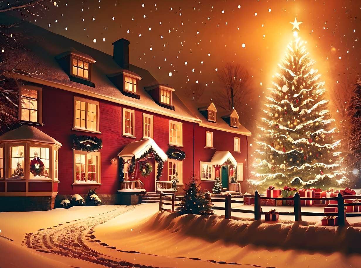 Ένα υπέροχο τοπικό χριστουγεννιάτικο δέντρο online παζλ