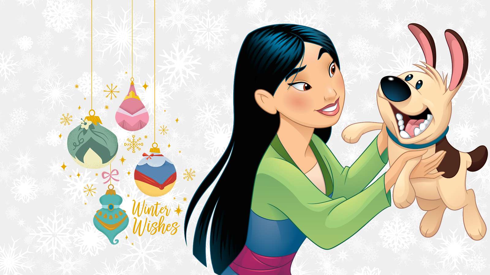 Різдвяні шпалери принцес Діснея пазл онлайн