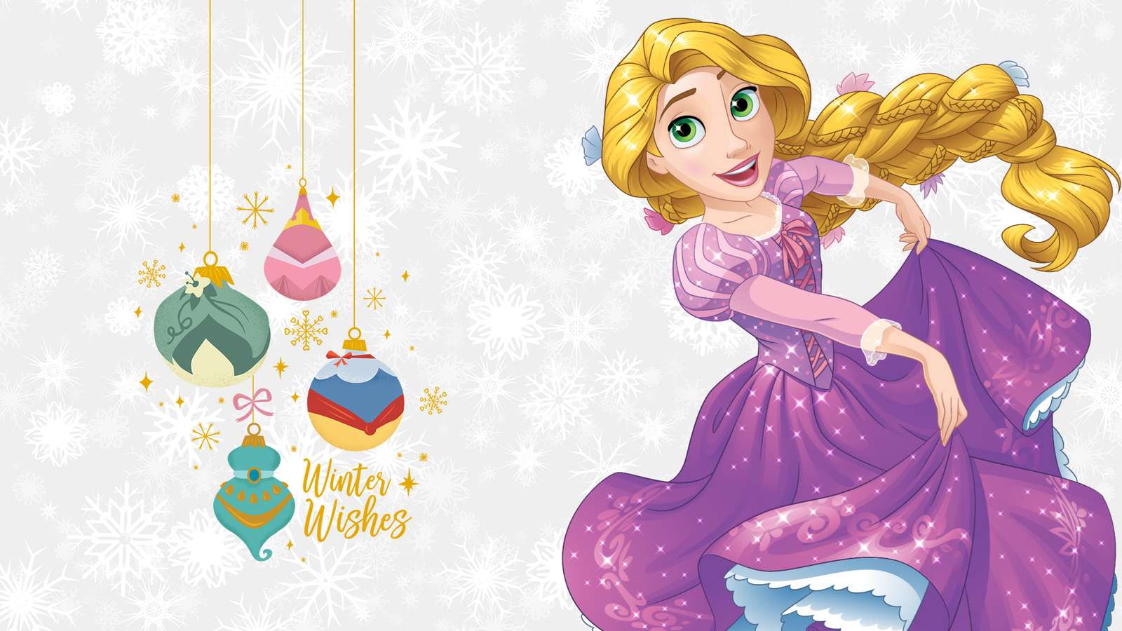 Рождественские обои с принцессами Диснея онлайн-пазл