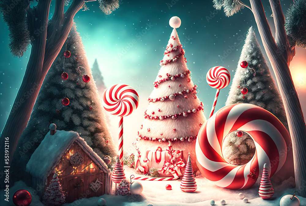 キャンディケインのクリスマスツリー ジグソーパズルオンライン