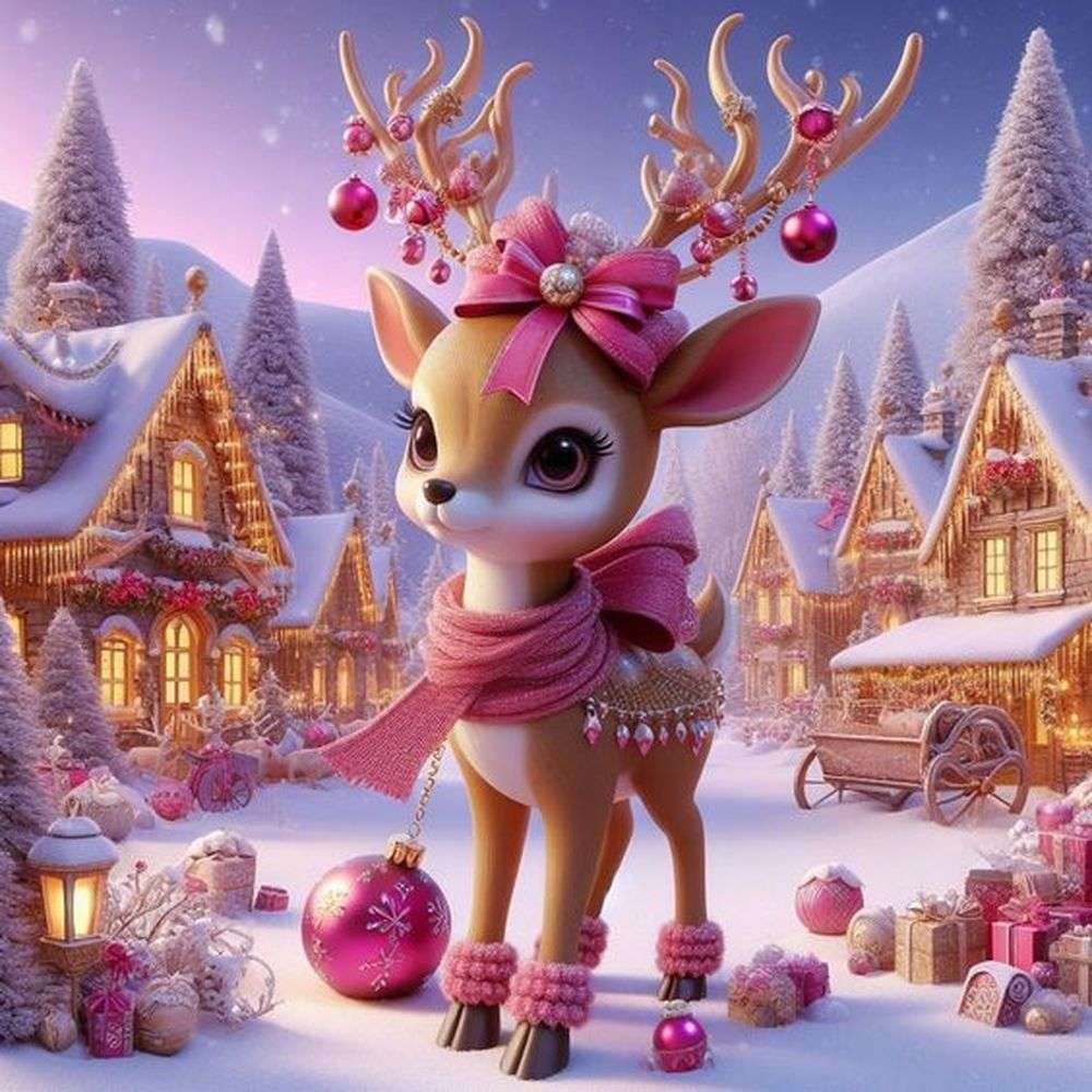 Hello pink reindeer - online puzzle