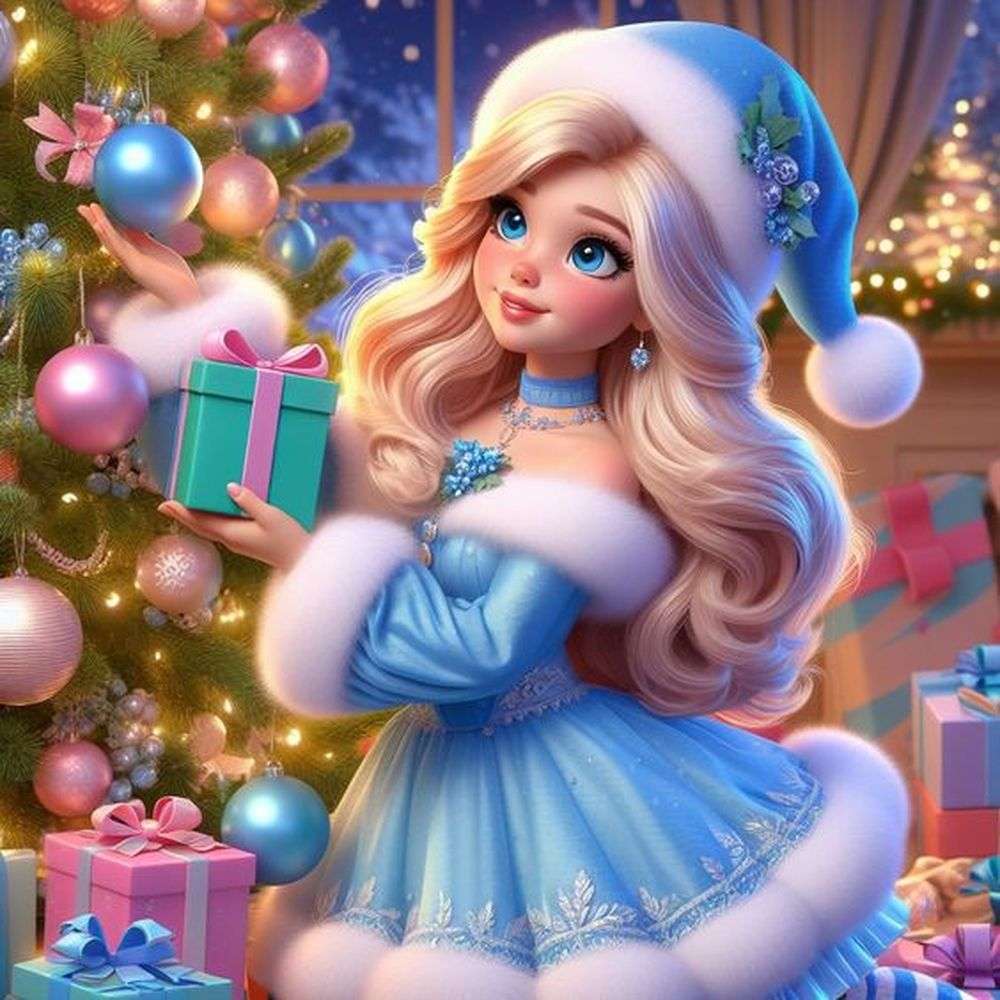 Kerst blauwe schoonheid legpuzzel online