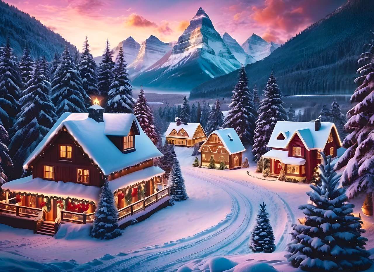 Weihnachten – Urlaub in den Bergen Puzzlespiel online