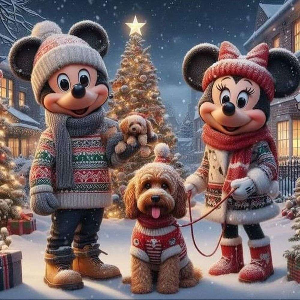 Mickey Minnie Kerstmis legpuzzel online