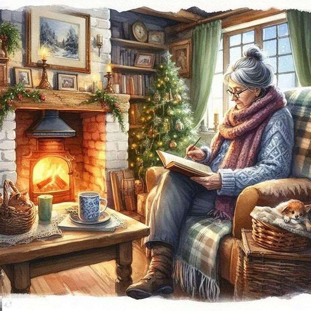 Ήρεμη χειμωνιάτικη μέρα στη γιαγιά online παζλ