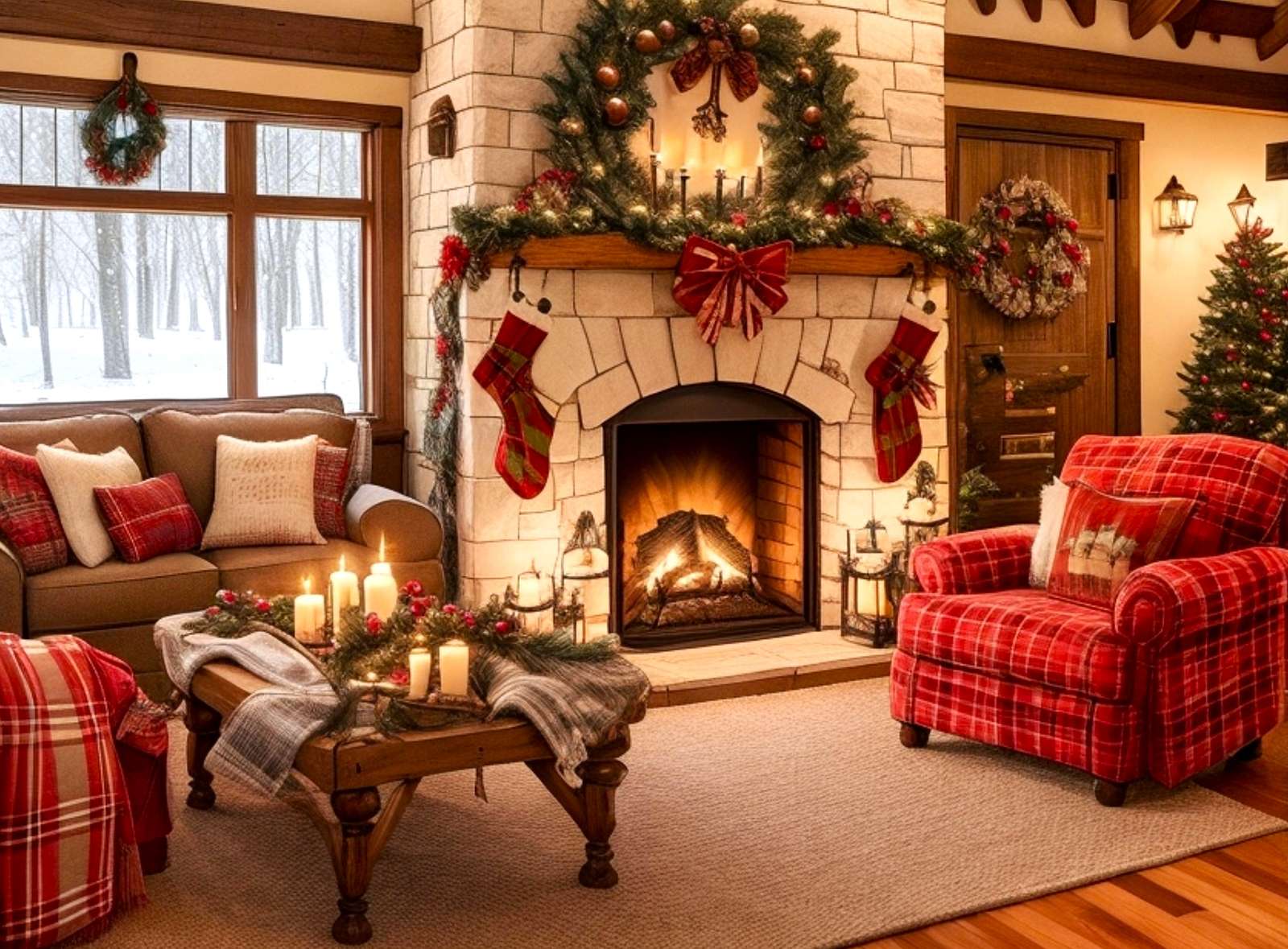 Χριστούγεννα σε ένα ζεστό σπίτι παζλ online