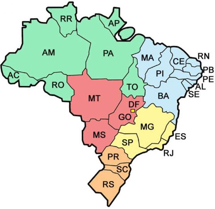 Brasilien Karte. Puzzlespiel online