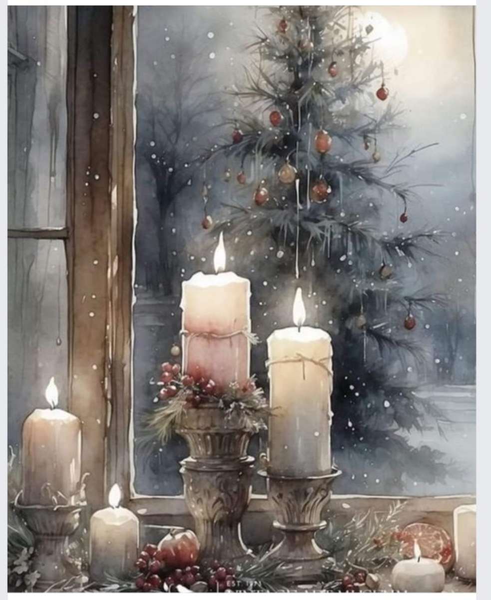 Lume di candela in inverno puzzle online