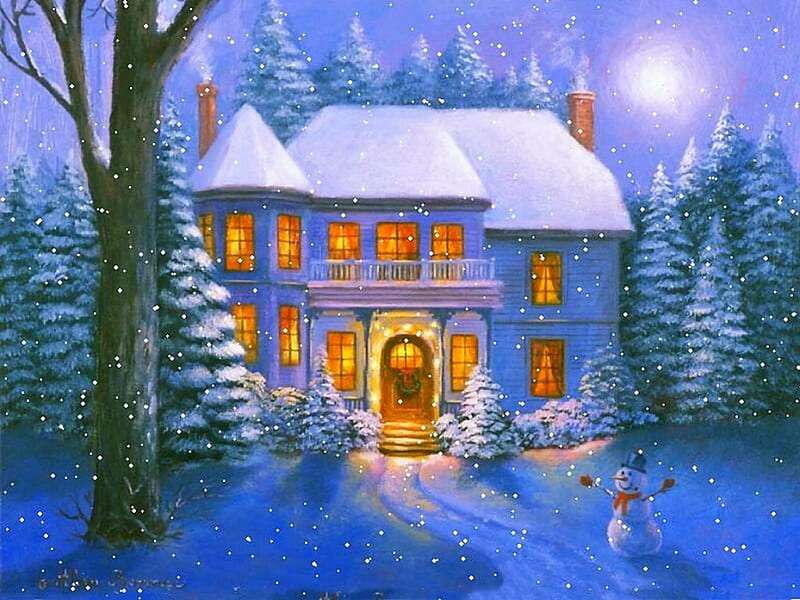Snow-covered house jigsaw puzzle online