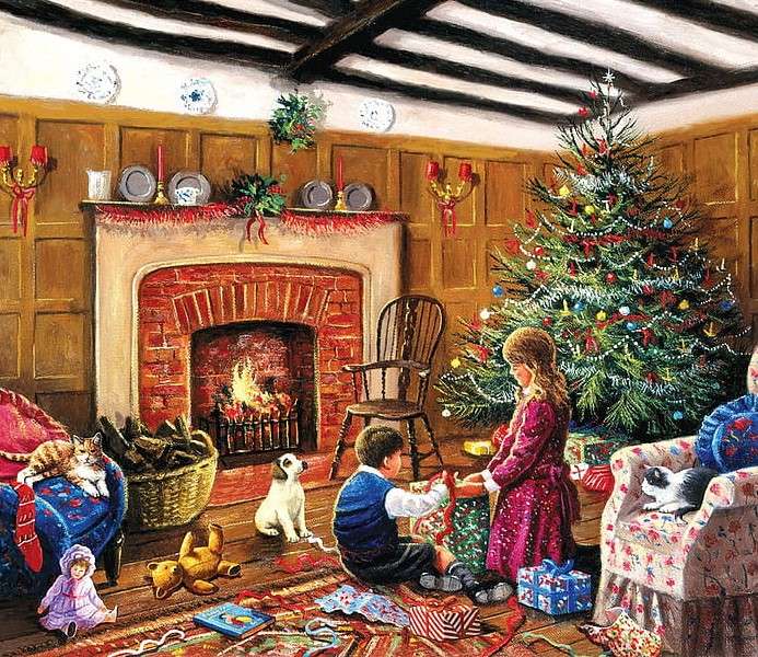 Δώρα κάτω από το χριστουγεννιάτικο δέντρο παζλ online