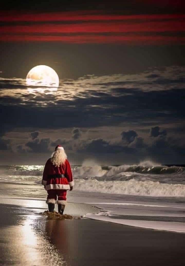 Дядо Коледа на плажа онлайн пъзел