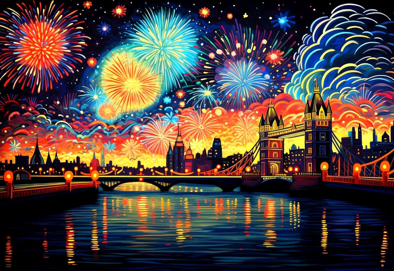 Focuri de artificii de Anul Nou jigsaw puzzle online