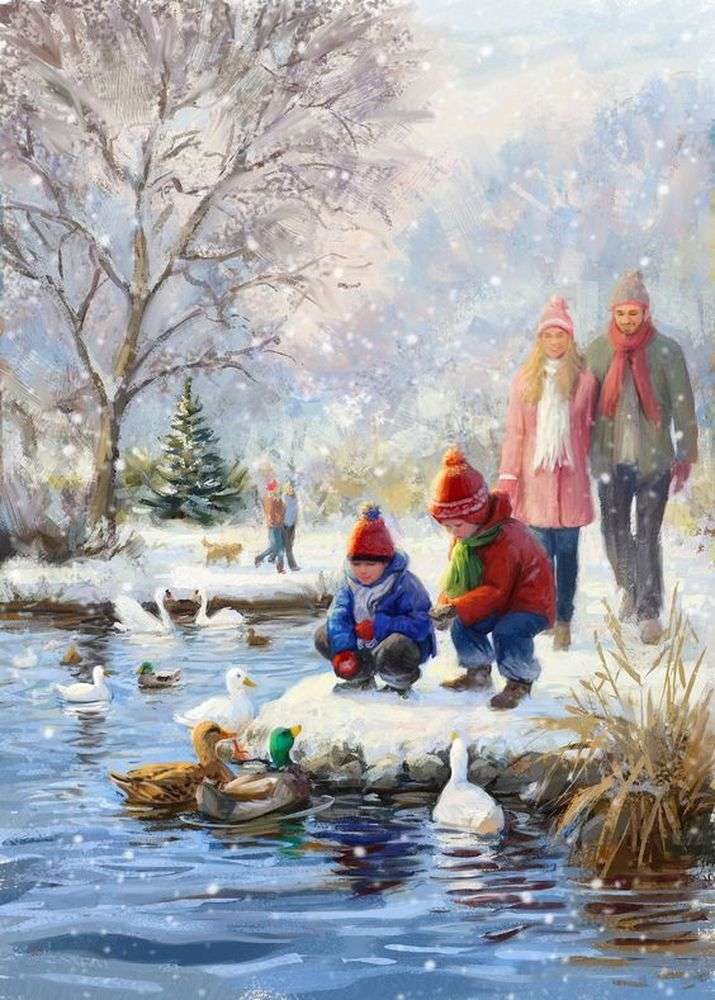 A walk in the park on winter day jigsaw puzzle online