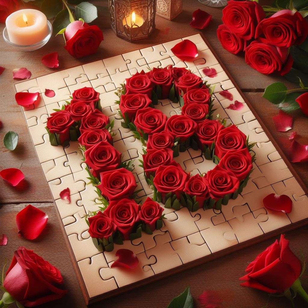 18 vörös rózsa online puzzle