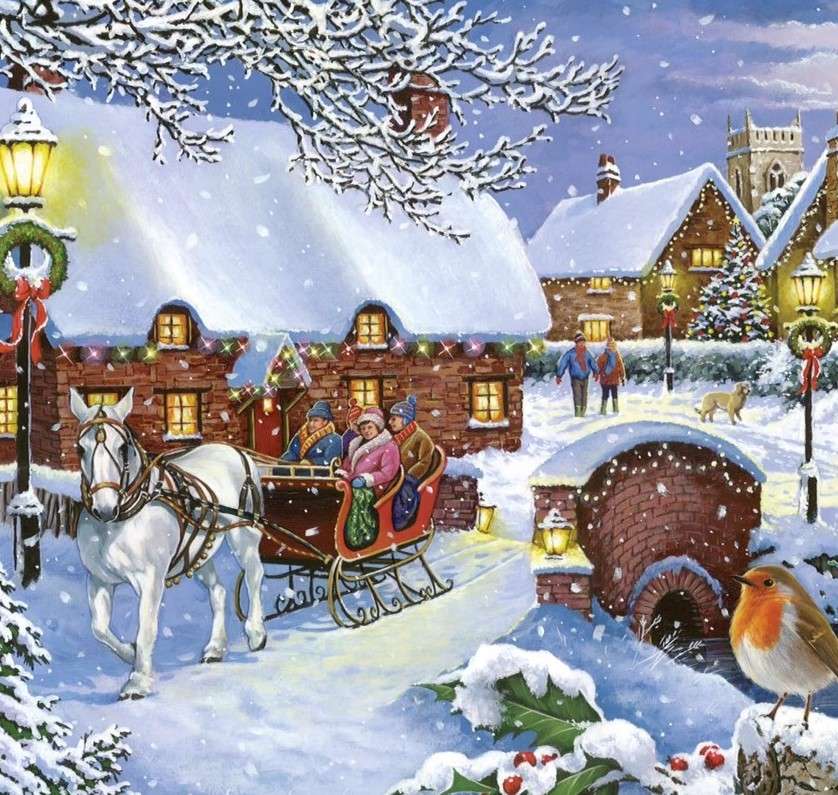 クリスマスシーズンの街並み オンラインパズル