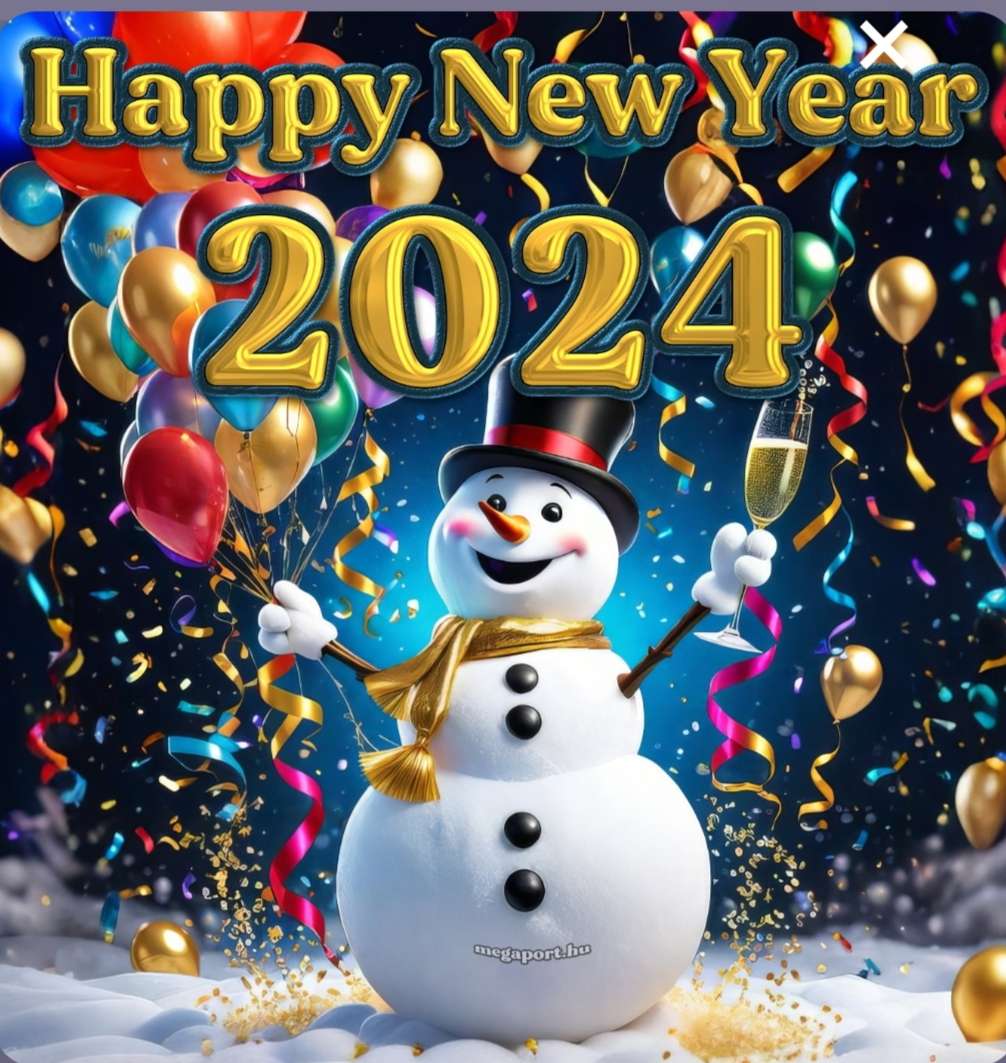 Снеговик на новый год онлайн-пазл