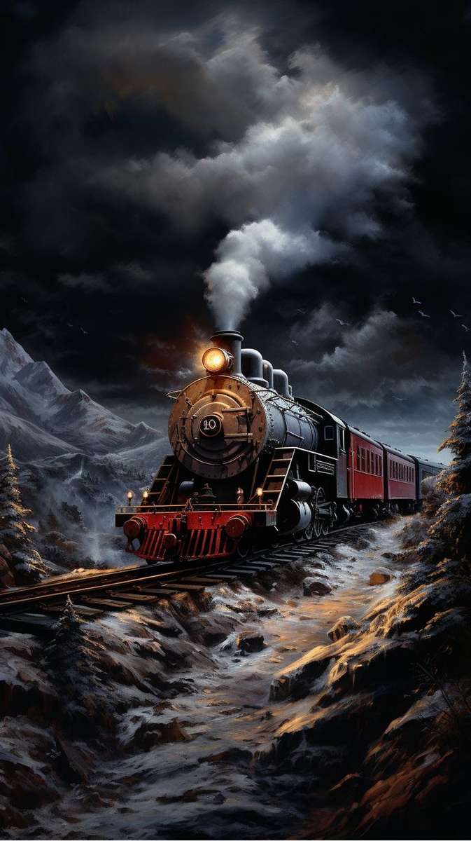 train on a winters night jigsaw puzzle online