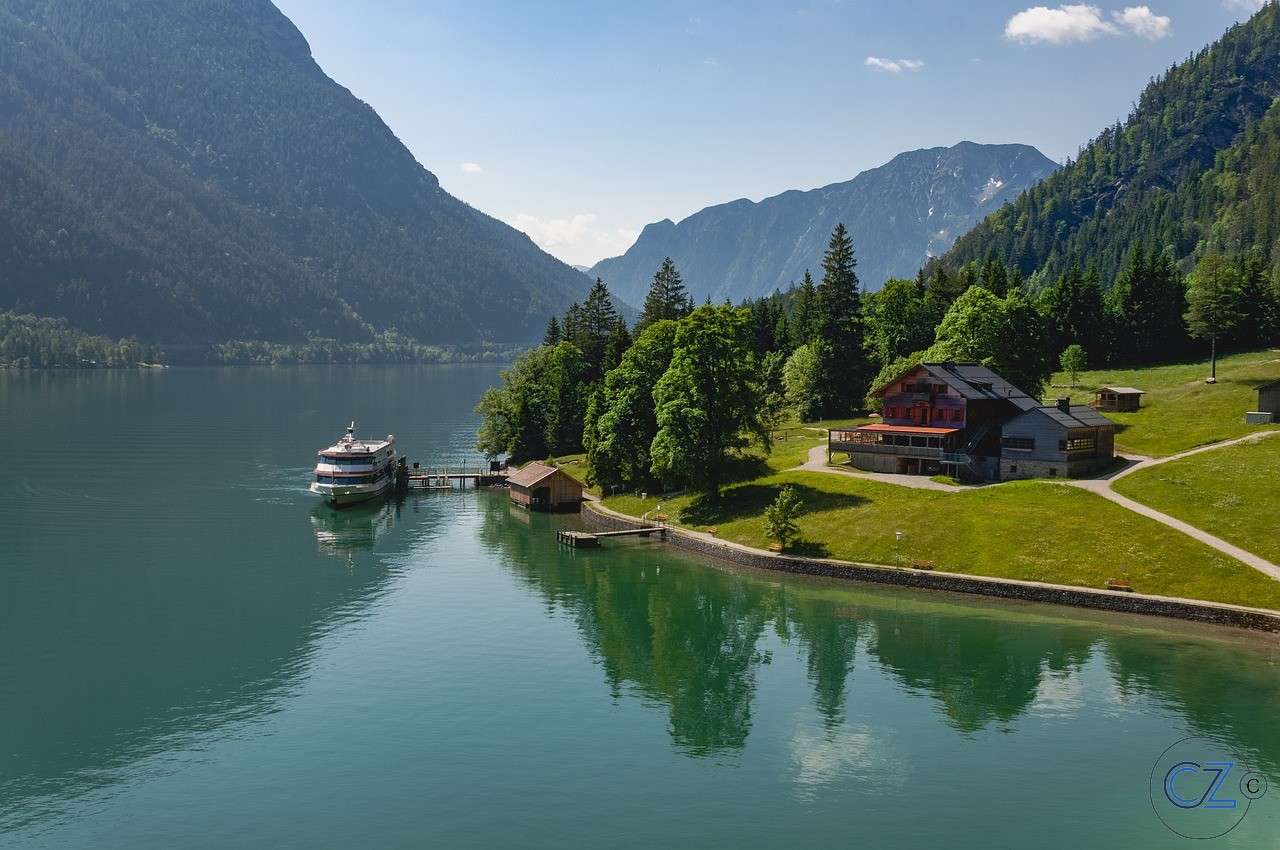 Озеро, природа, човен пазл онлайн