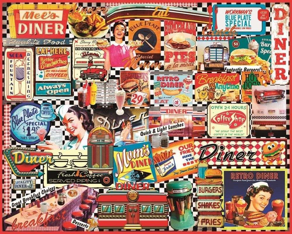 Enseignes et publicités rétro pour les restaurants puzzle en ligne