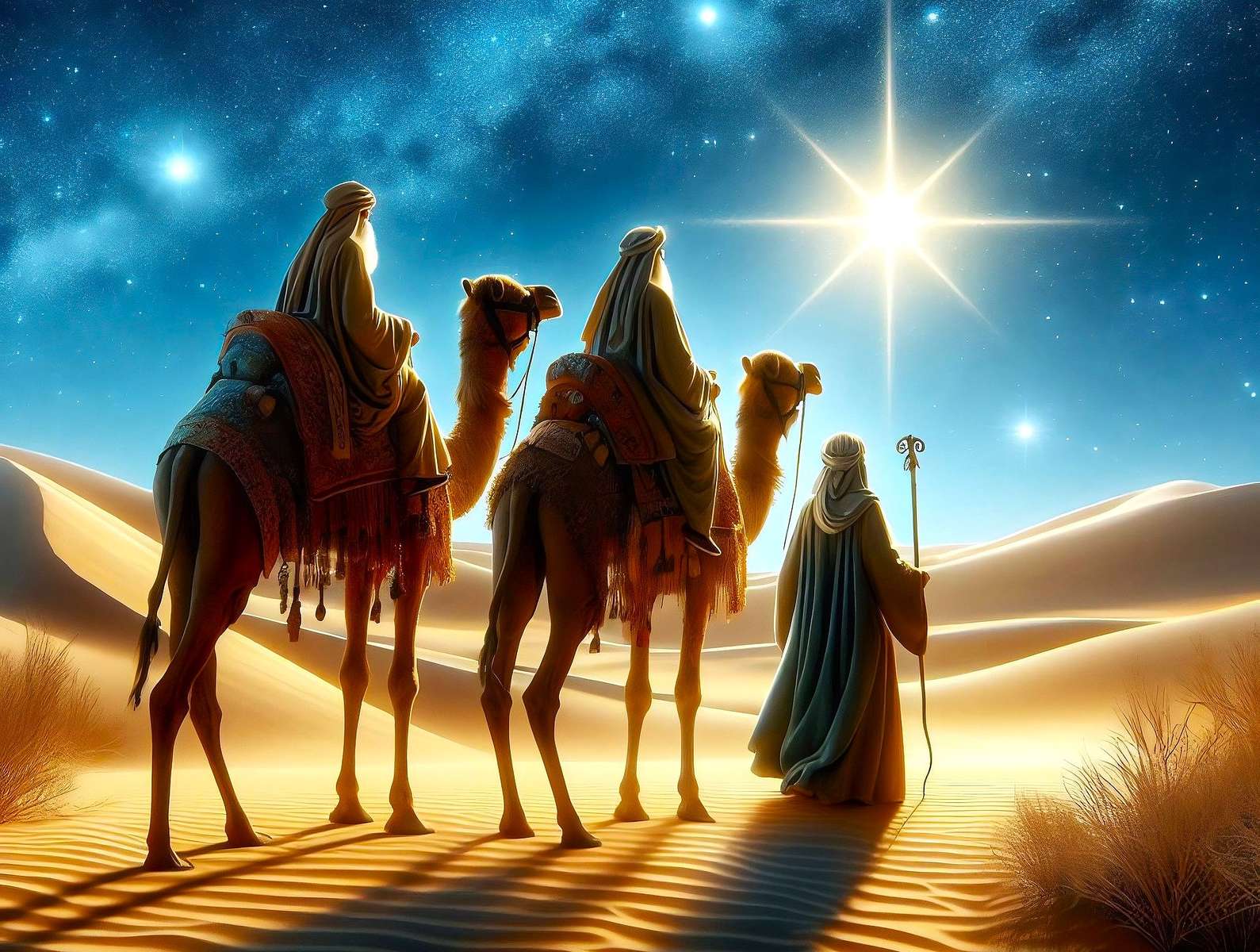 Тримата мъдреци следват Витлеемската звезда онлайн пъзел