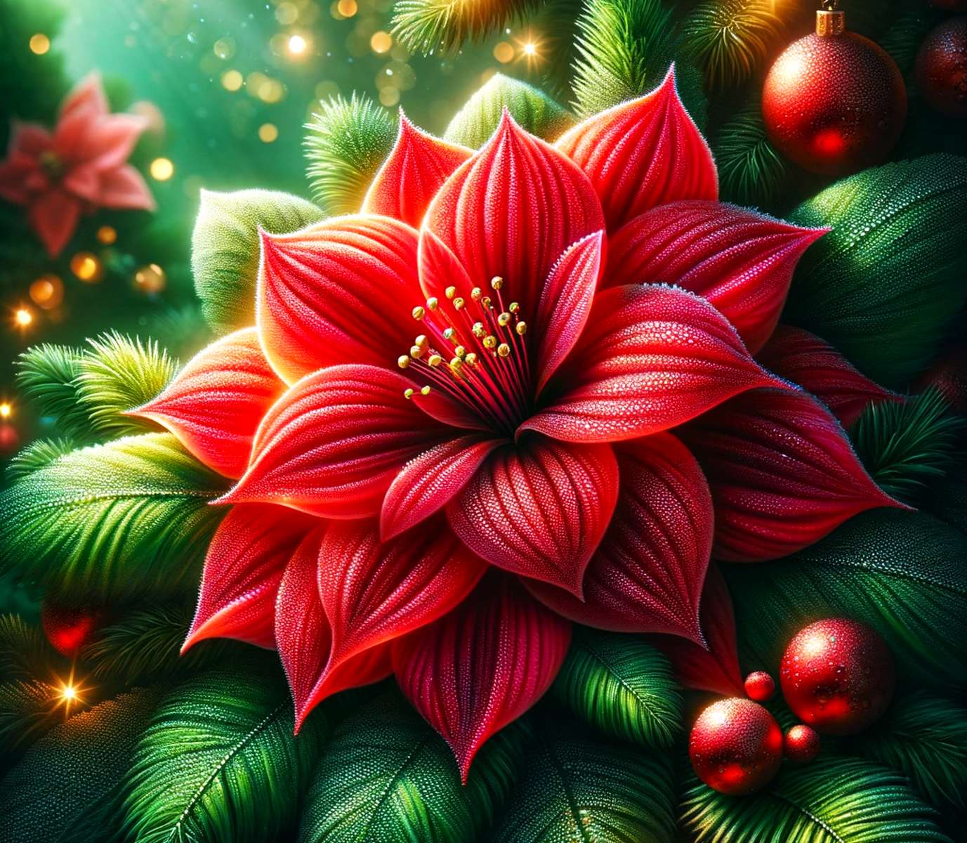Різдвяна квітка (пуансетія) пазл онлайн