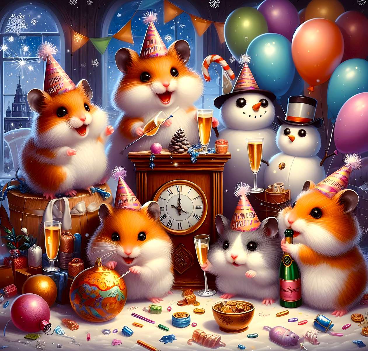 Fête de carnaval des hamsters puzzle en ligne