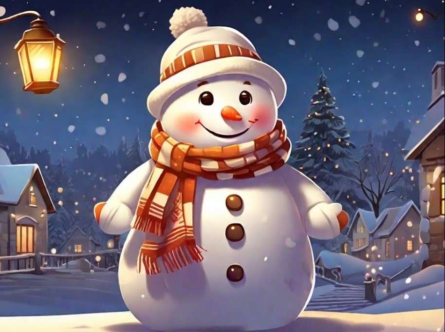 Vrolijke sneeuwpop legpuzzel online