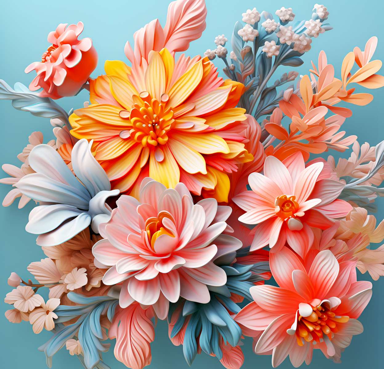 Пастельний букет квітів пазл онлайн