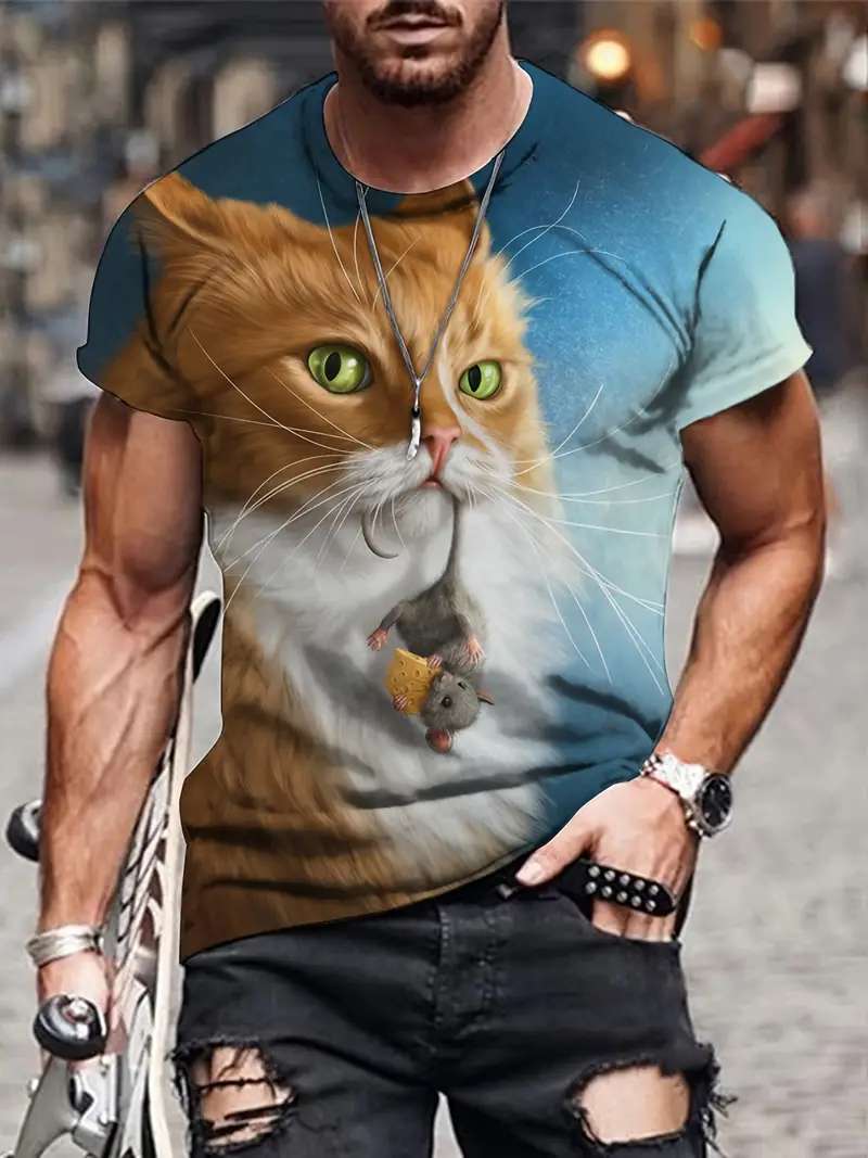 Bel éphèbe musclé au camiseta chat rompecabezas en línea