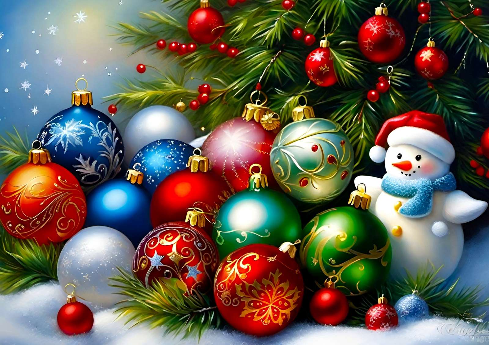 Karácsonyi baubles kirakós online