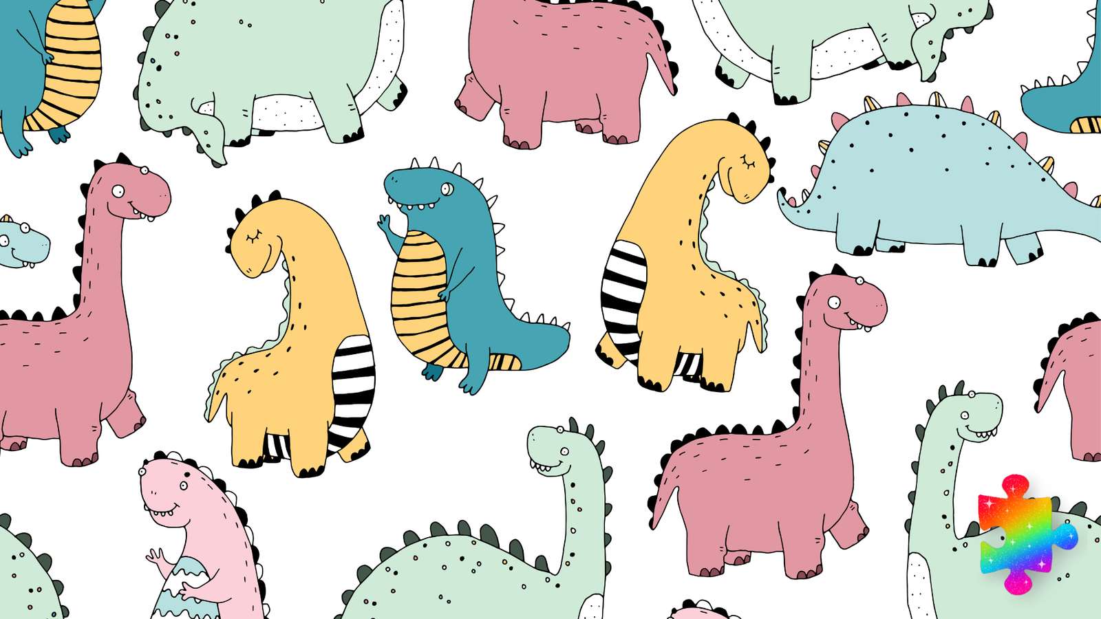 Kleurrijke dinosaurussen online puzzel