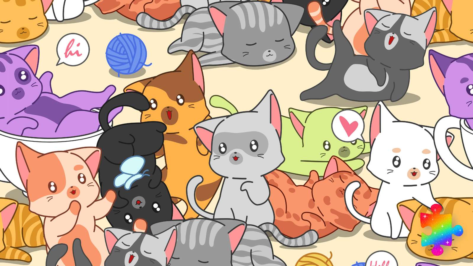 Pisici fericite jigsaw puzzle online