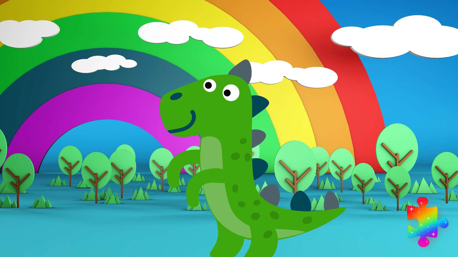 Rainbow dinosaur jigsaw puzzle online