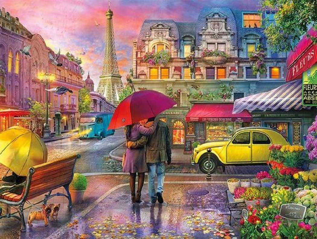 Coucher de soleil pluvieux à Paris puzzle en ligne