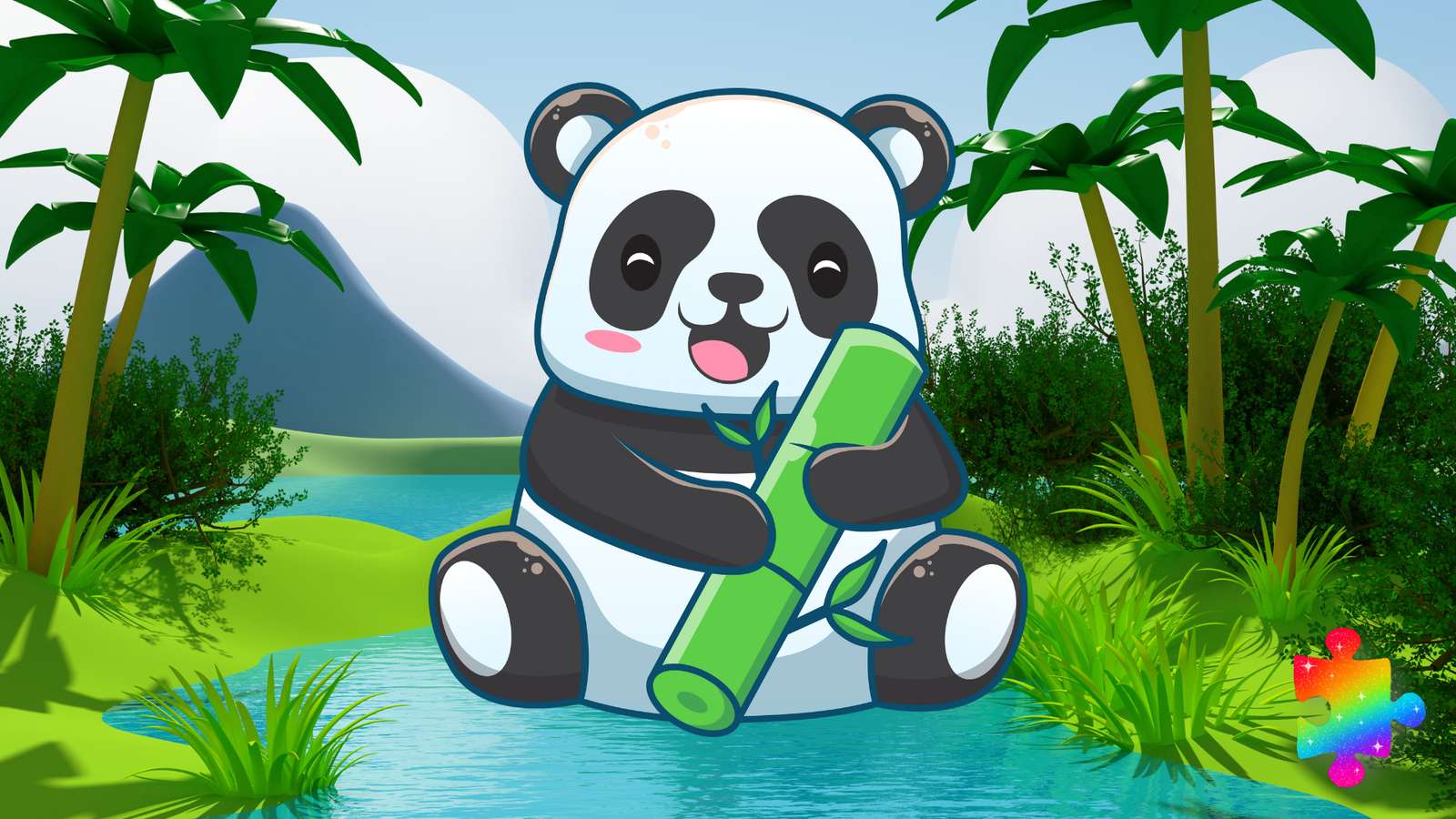 Panda din desene animate puzzle online