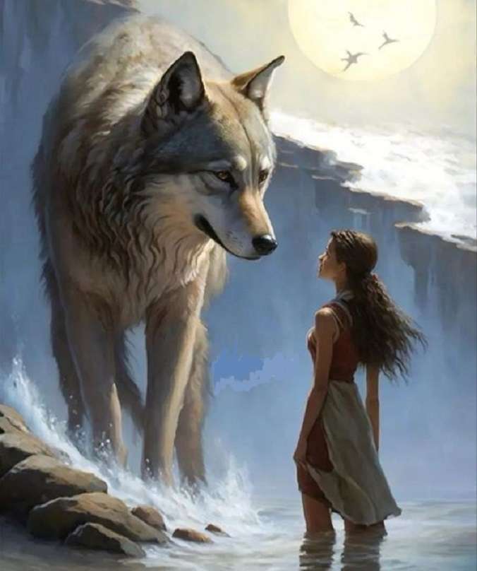 Wolf und Mädchen Puzzlespiel online