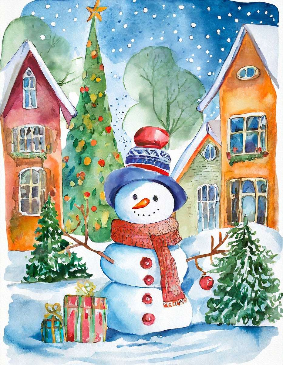 Sneeuwpop met Kerstmis online puzzel